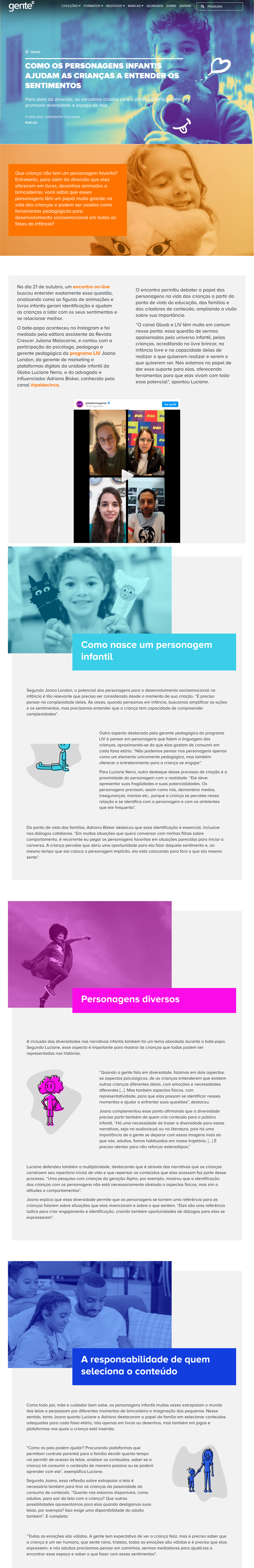 Personagens Infantis e a Compreensão dos Sentimentos: Artigo no Portal Gente