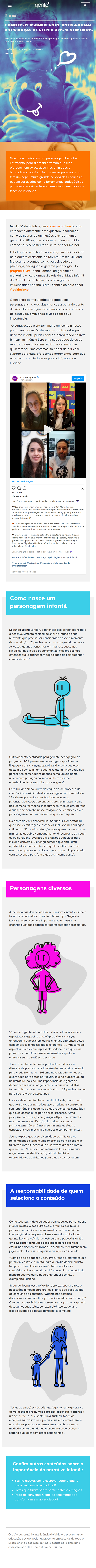 Personagens Infantis e a Compreensão dos Sentimentos: Artigo no Portal Gente