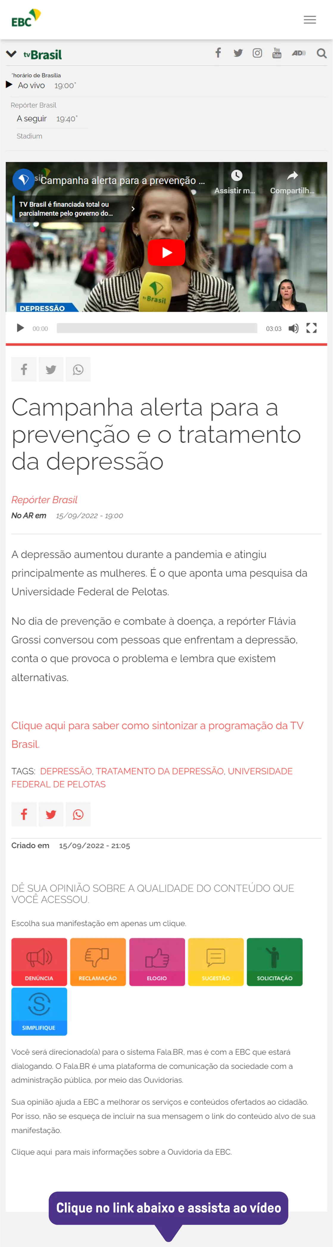 Leia sobre a campanha que alerta para a importância da prevenção e tratamento da depressão